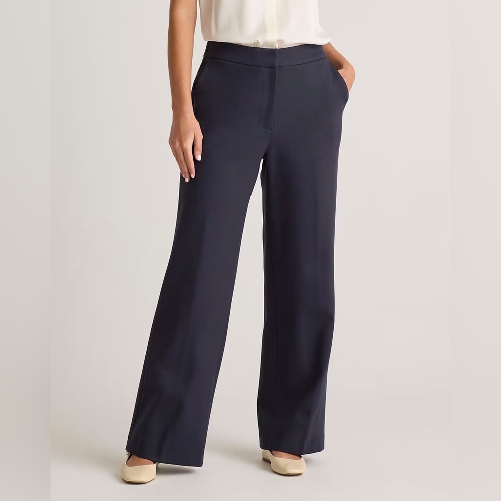 NWT Quince Ultra-Stretch Ponte Navy Blue Trouser Sz 2, 8 and 14 with 30” Inseam